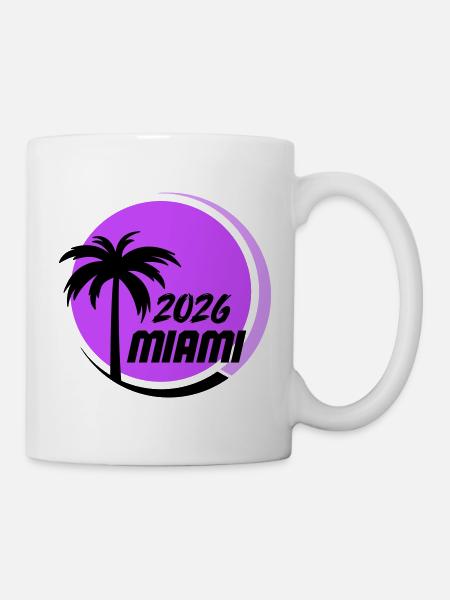 Miami Palmen Neon Logo - Tasse - Weiß