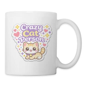 Crazy Cat Person – Pastell Katzenliebe - Tasse - Weiß - Rechts
