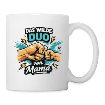 Das wilde Duo von Mama Mutter Kind Power Papa - Tasse - Weiß - Rechts