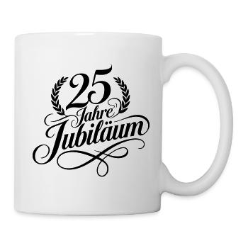 25 Jahre Jubiläum Lorbeer Schwarz - Tasse - Weiß - Rechts