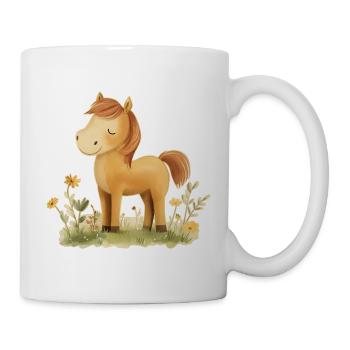 Pferd Blumen - Tasse - Weiß - Rechts