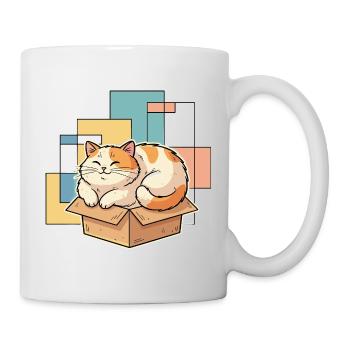 Le bonheur du chat dans une boîte - Mug blanc - blanc - Droite