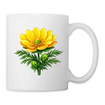 Adonisröschen Gelbe Wildblume Natur Floral Design - Tasse - Weiß - Rechts