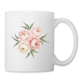 Pfingstrosen Bouquet in Rosa - Tasse - Weiß - Rechts