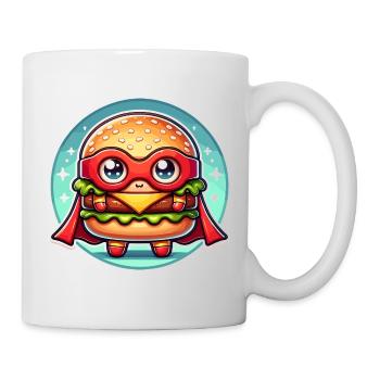 Hamburger Superhero Burger Held Fast Food Snack - Mug - white - Right