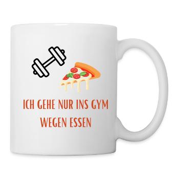 Pizza Slice Gym Spruch - Lustiger Gym/Essen Spruch - Tasse - Weiß - Rechts