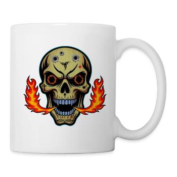 Motif de t-shirt crâne cracheur de feu. - Mug blanc - blanc - Droite