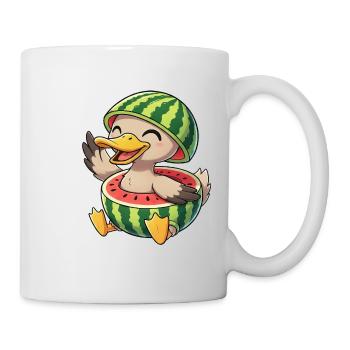 Petit canard mignon déguisé en pastèque - Mug blanc - blanc - Droite