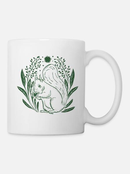 Eichhörnchen im Blattkranz - Tasse - Weiß