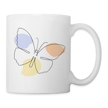 Minimal Butterfly Line Art Aesthetic Boho Shirt - Tasse - Weiß - Rechts