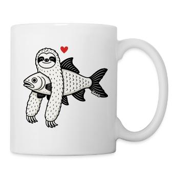Herzhaftes Sloth-Fisch Duo - Tasse - Weiß - Rechts