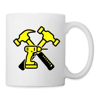 Werkzeug Bohrer Hämmer Gelb - Tasse - Weiß - Rechts
