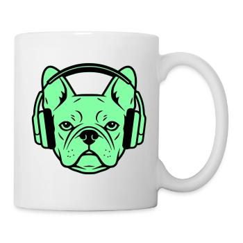 Frenchie Kopfhörer Gamer Hund - Tasse - Weiß - Rechts