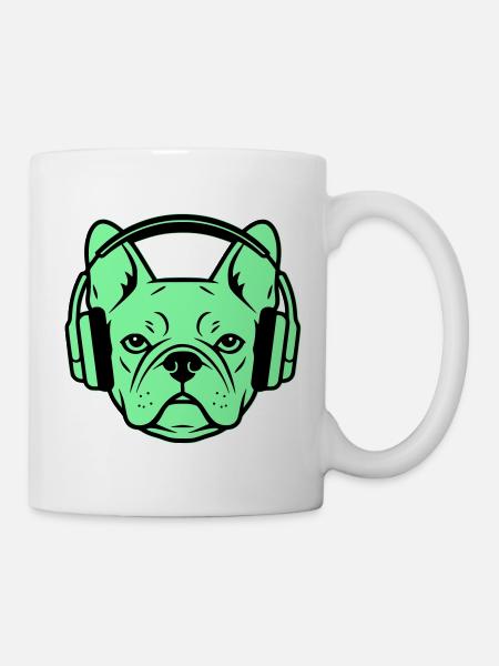 Frenchie Kopfhörer Gamer Hund - Tasse - Weiß