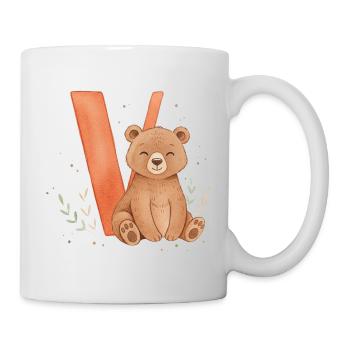 Petit ours mignon avec V - Mug blanc - blanc - Droite