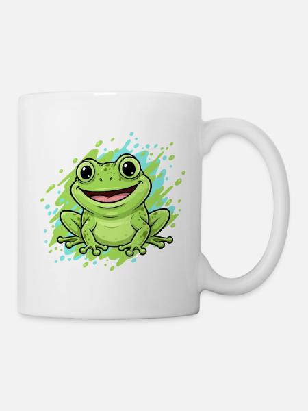 Fröhlicher Frosch Splash Cartoon - Tasse - Weiß