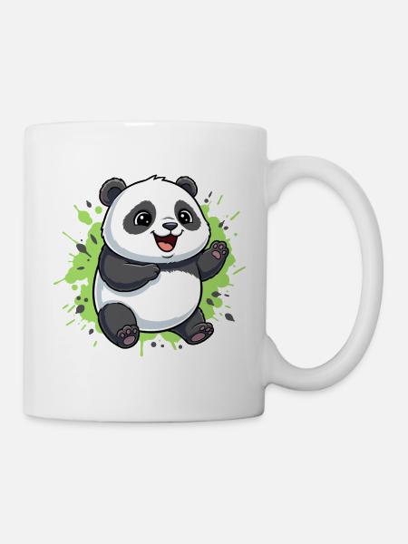 Fröhlicher Panda Splash - Tasse - Weiß