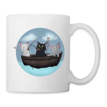 Kawaii Cats Fischerboot-Hemd - Tasse - Weiß - Rechts