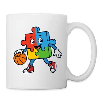 Buntes Puzzlestück Dribblings Basketball - Tasse - Weiß - Rechts