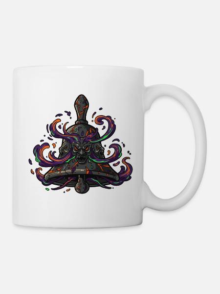 Totenkopf Glocke Neon - Tasse - Weiß