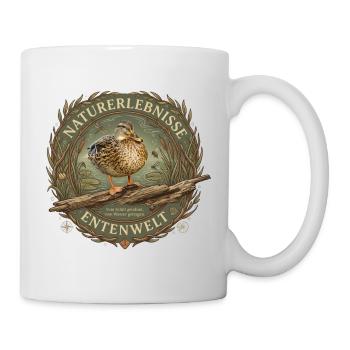 Natur erleben Vögel Ente Stockente Tier Motiv - Tasse - Weiß - Rechts