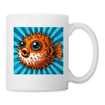 Kugelfisch - Tasse - Weiß - Rechts