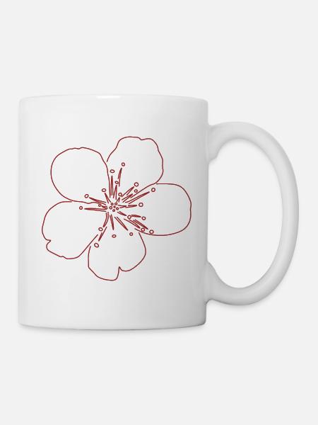 Kirschblüten-Blüten-Sketch - Tasse - Weiß