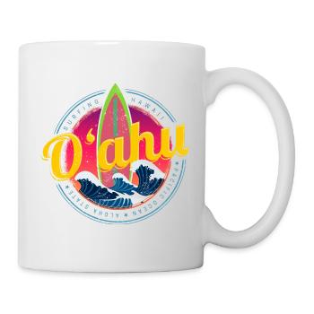 Oahu on Hawaii Island Vacation Vintage Surf Souvenir - Mug - white - Right