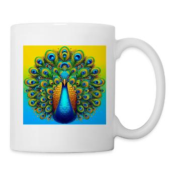 Pfau - Tasse - Weiß - Rechts