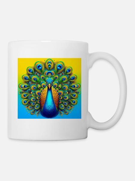 Pfau - Tasse - Weiß