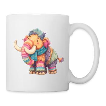 Mammouth coloré avec écharpe - Mug blanc - blanc - Droite