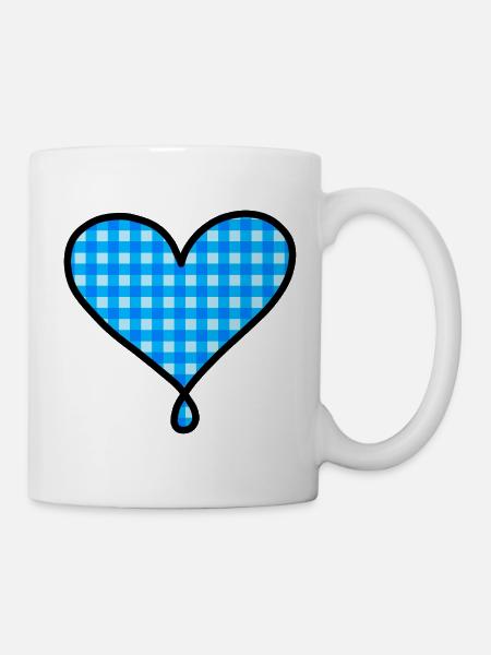 Blaues Herz - Tasse - Weiß