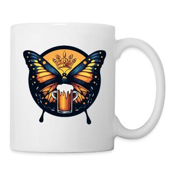 Schmetterling Bier Lustig - Tasse - Weiß - Rechts