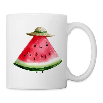 Kawaii Wassermelone mit Sonnenhut - Tasse - Weiß - Rechts