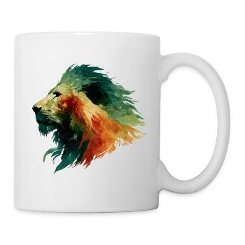 Löwenkopf Wasserfarbe - Tasse - Weiß - Rechts