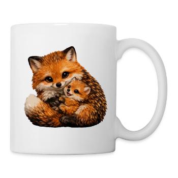 Illustration du renard et du petit câlin - Mug blanc - blanc - Droite