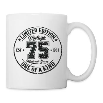 75 Jahre Vintage 1951 Limited Edition Geschenk - Tasse - Weiß - Rechts
