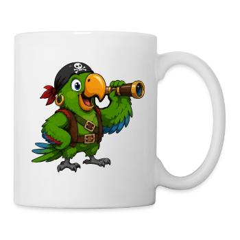 Piratenvogel mit Spektiv - Tasse - Weiß - Rechts