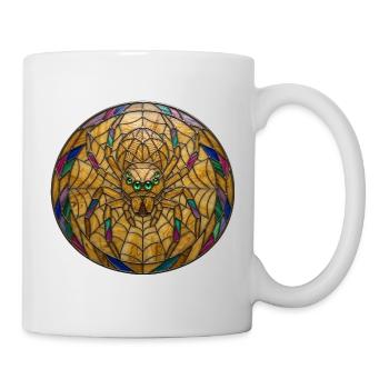 Illustration de mosaïque de toile d’araignée en vitrail - Mug blanc - blanc - Droite