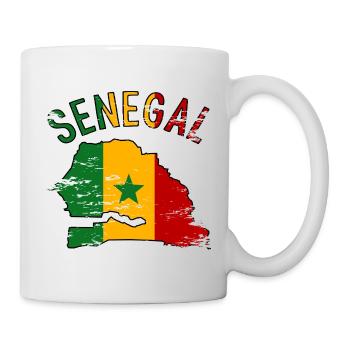 Senegal Flagge Landkarte Silhouette used - Tasse - Weiß - Rechts