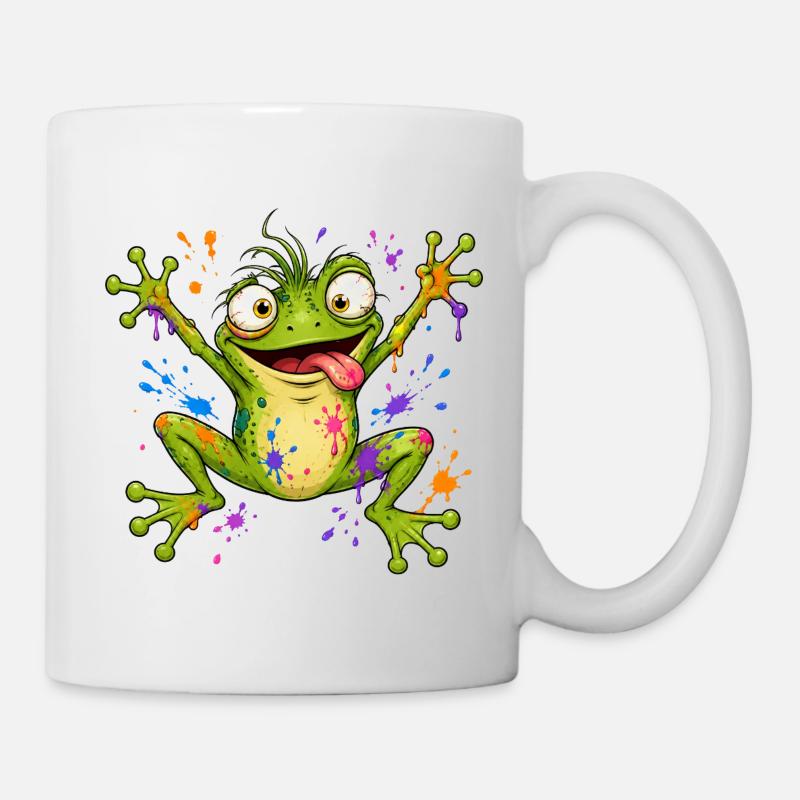 Naughty frog with splashes of paint - Mug - white