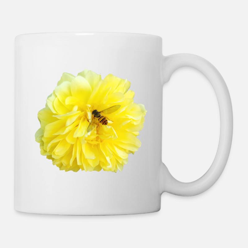 Yellow_Rose_-_Bee_Nature_Photography - Tasse - Weiß