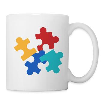 Collage de pièces de puzzle colorées - Mug blanc - blanc - Droite