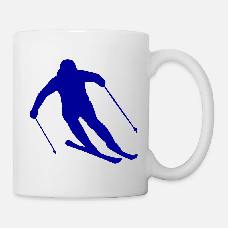 Blue Skier Silhouette - Mug - white
