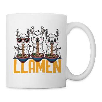 Lamas Essen Ramen Nudel Fan Kawaii - Tasse - Weiß - Rechts