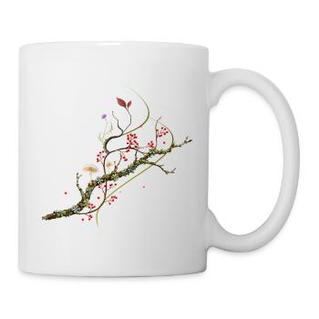 Porzellanpilze auf Flechtenast Wald Design - Tasse - Weiß - Rechts