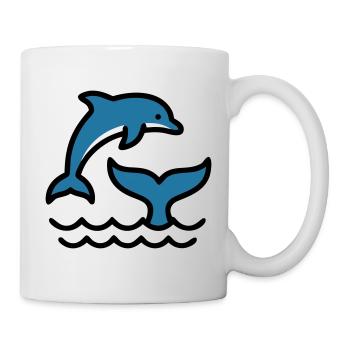Vagues de dauphins Silhouette de la mer - Mug blanc - blanc - Droite