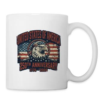 Aigle devant le drapeau américain – États-Unis 250 ans - Mug blanc - blanc - Droite