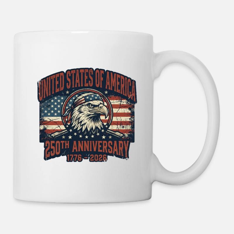 Aigle devant le drapeau américain – États-Unis 250 ans - Mug blanc - blanc