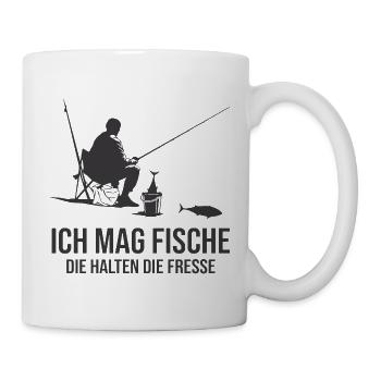 Ich Mag Fische Die Halten Die Fresse Angler - Tasse - Weiß - Rechts